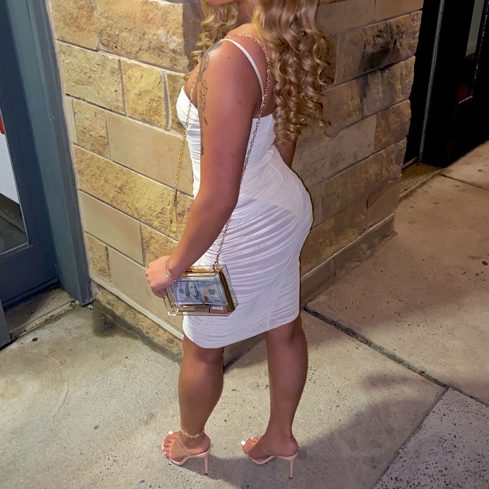 Unapologetic Sheer Mesh Midi Dress in Cream